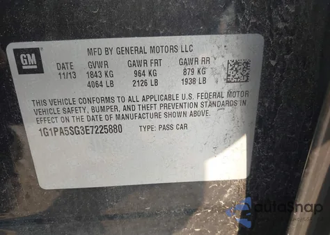 2014 Chevrolet Cruze Ls Auto from USA, damaged, VIN 1G1PA5SG3E7225880